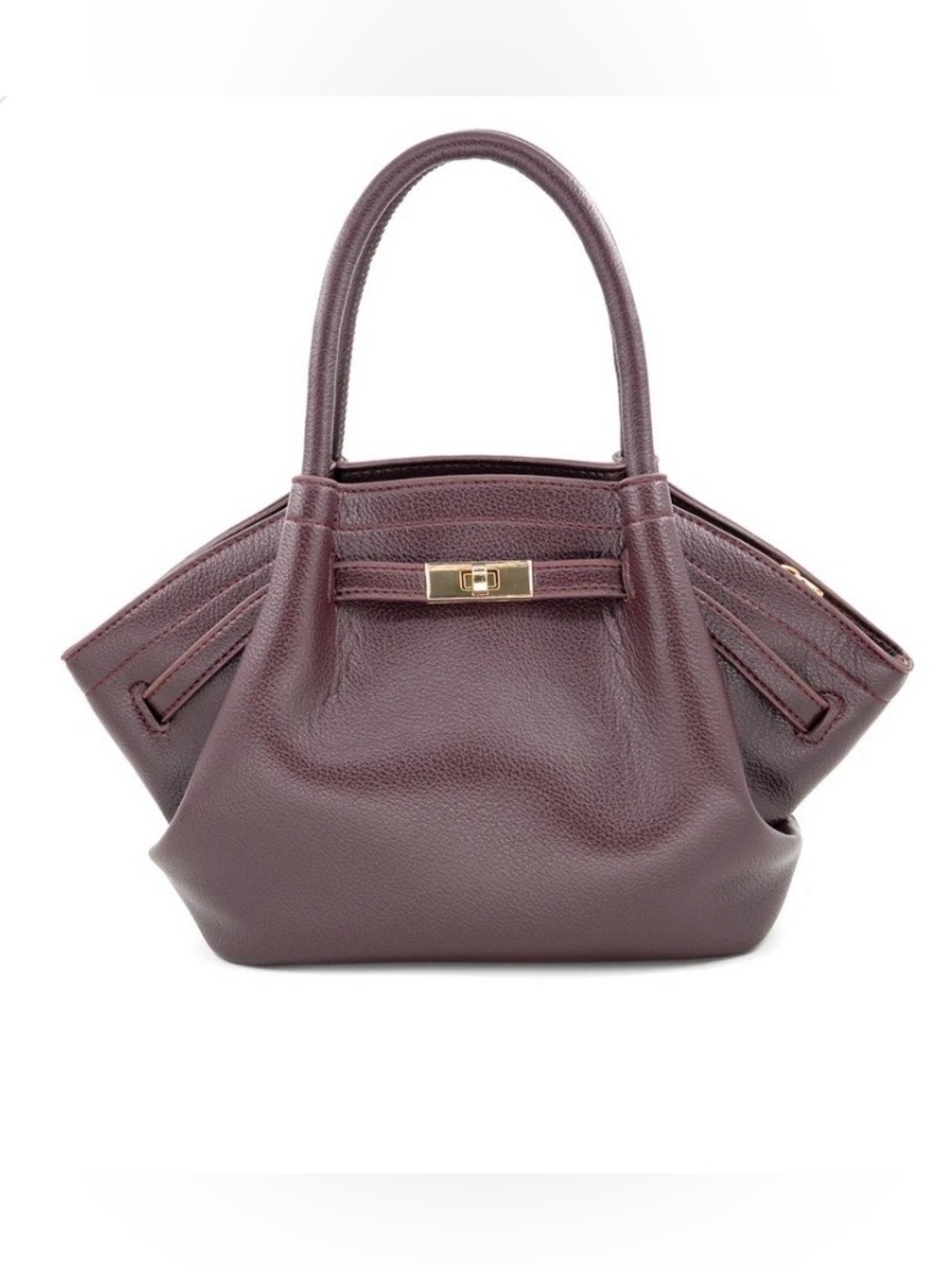 BC Women's Structured Pebbled Leather Tote Bag - Deep Plum